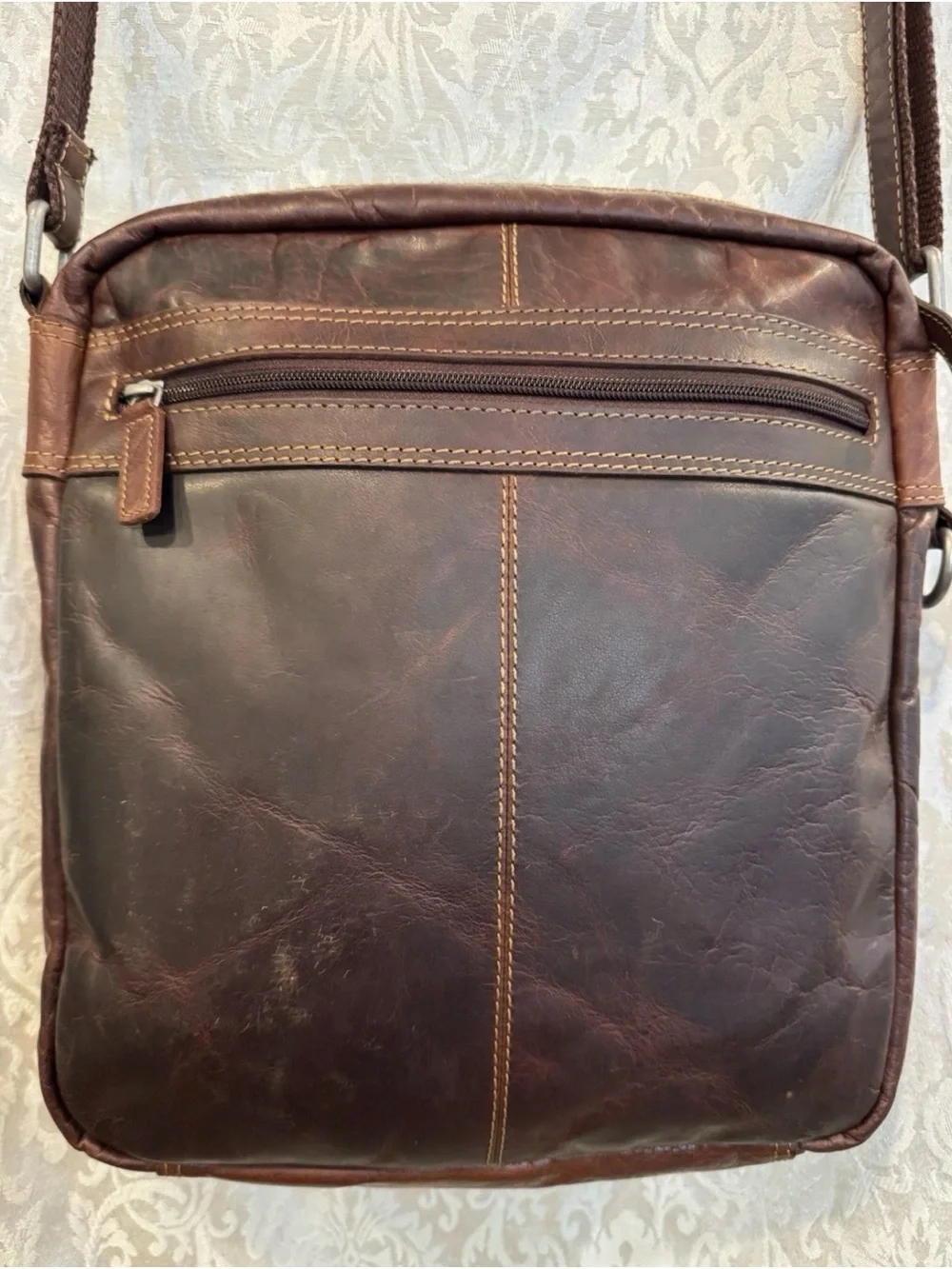 Jack Georges VTG Voyager Leather Crossbody Bag Brown Buffalo Leather
